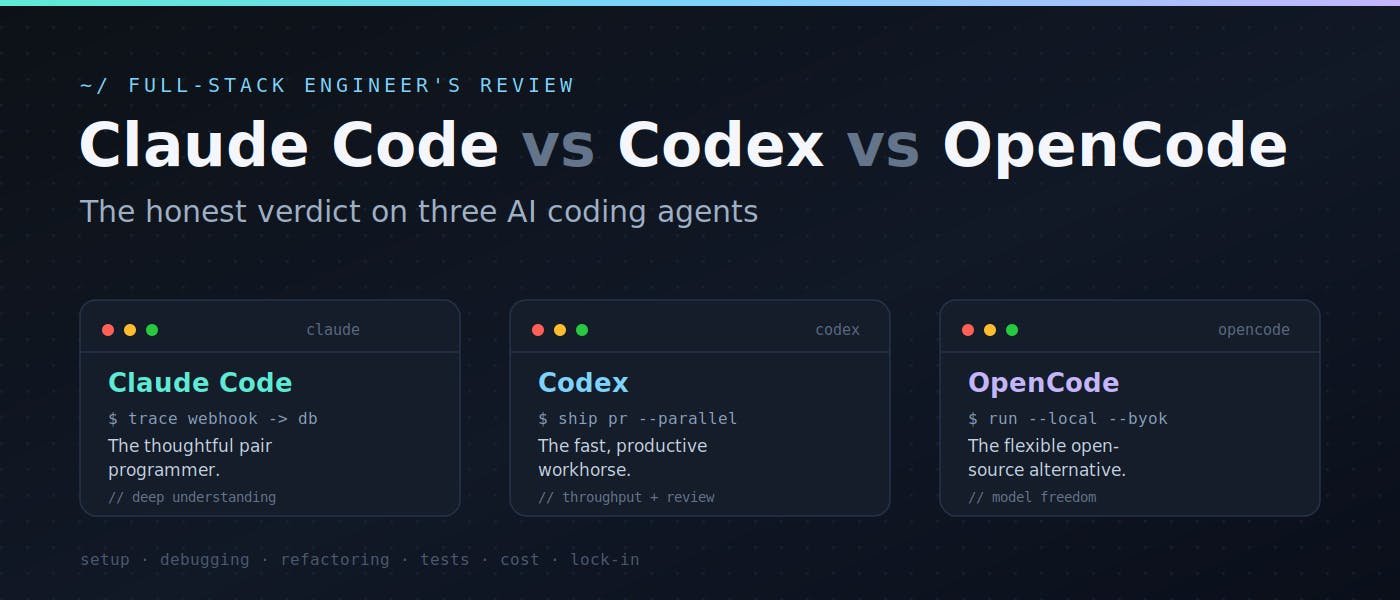 Claude Code vs Codex vs OpenCode: The Honest Verdict for Full-Stack Engineers