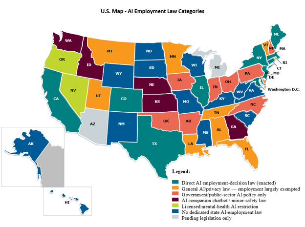 AI law: Map outlines state, federal statutes on the books