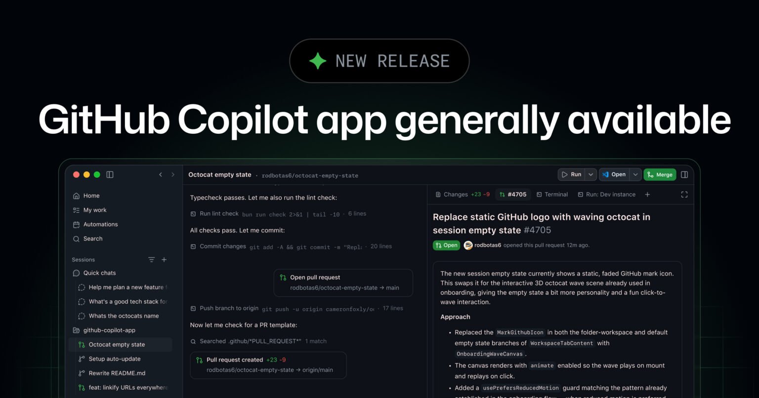 GitHub Copilot app generally available