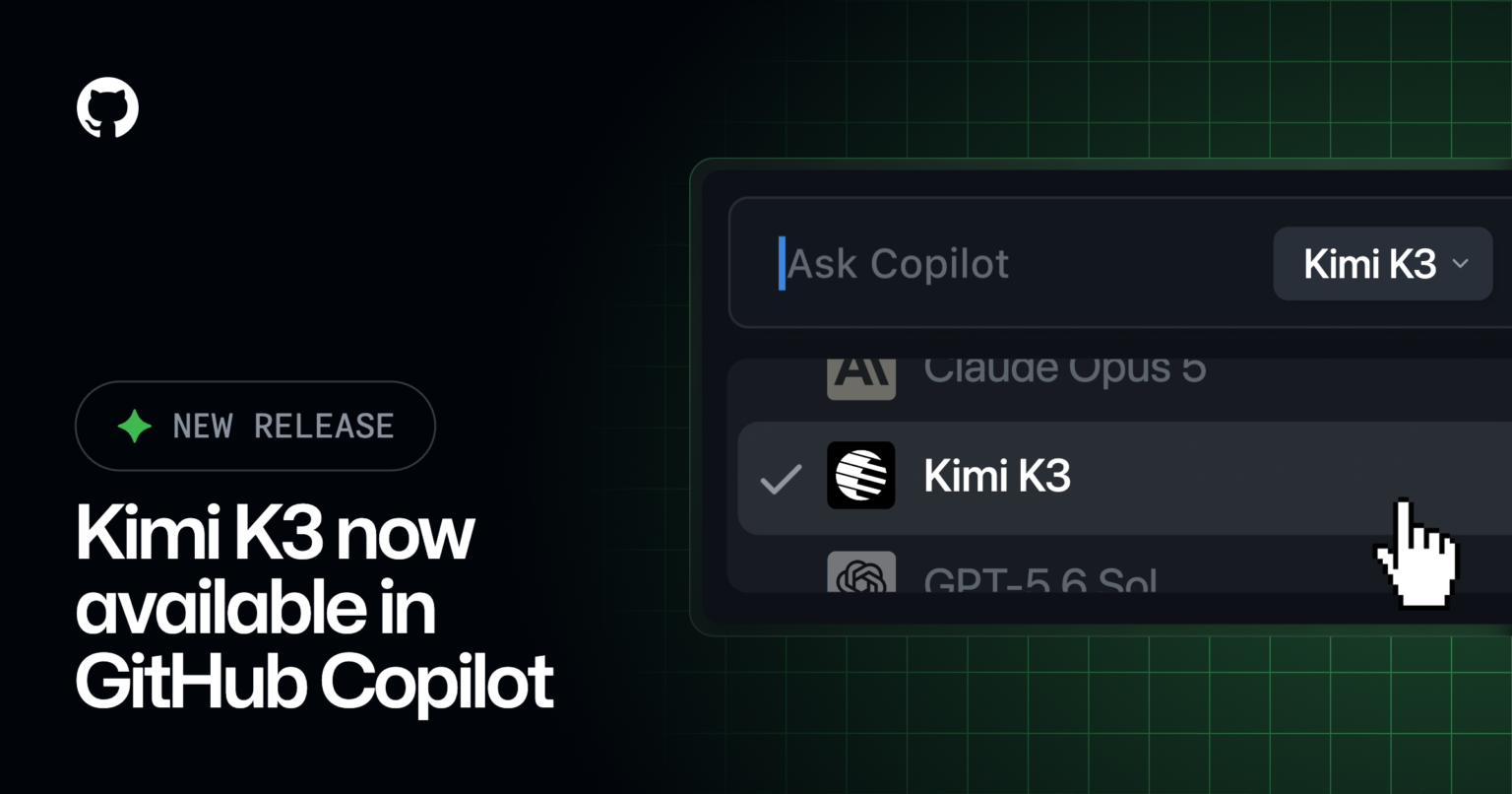 Kimi K3 is now available in GitHub Copilot
