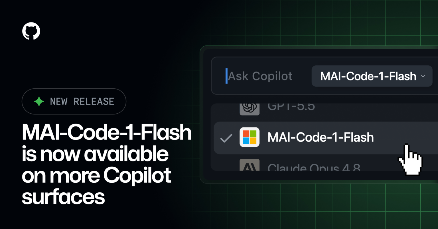MAI-Code-1-Flash available on more Copilot surfaces