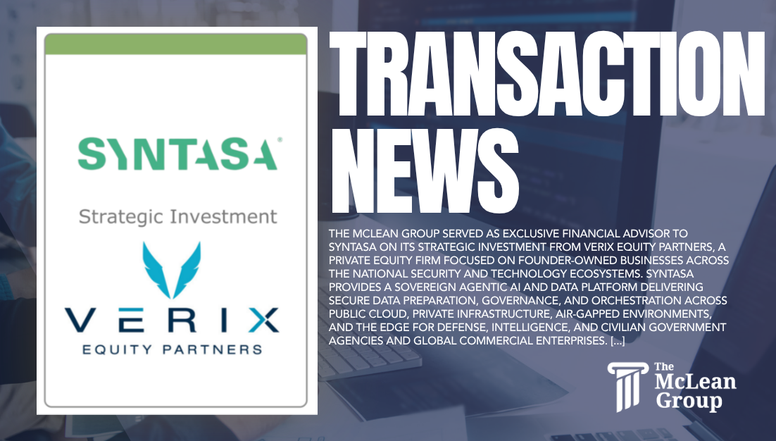 The McLean Group Advises Syntasa on Its Strategic Investment by Verix Equity Partners