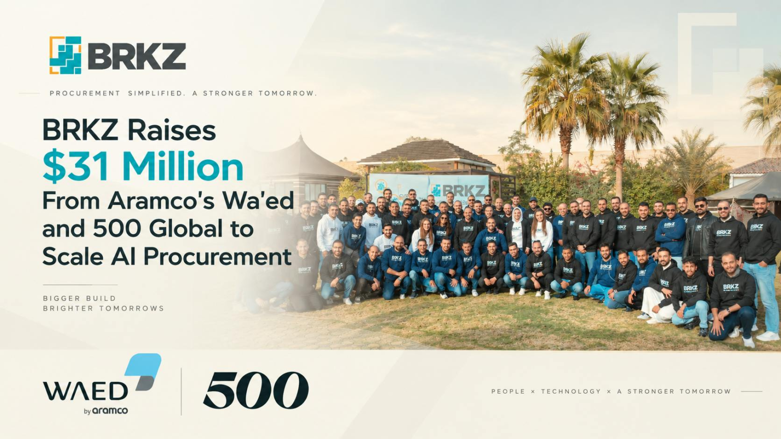BRKZ Raises $31 Million From Aramco's Wa'ed and 500 Global to Scale AI Procurement