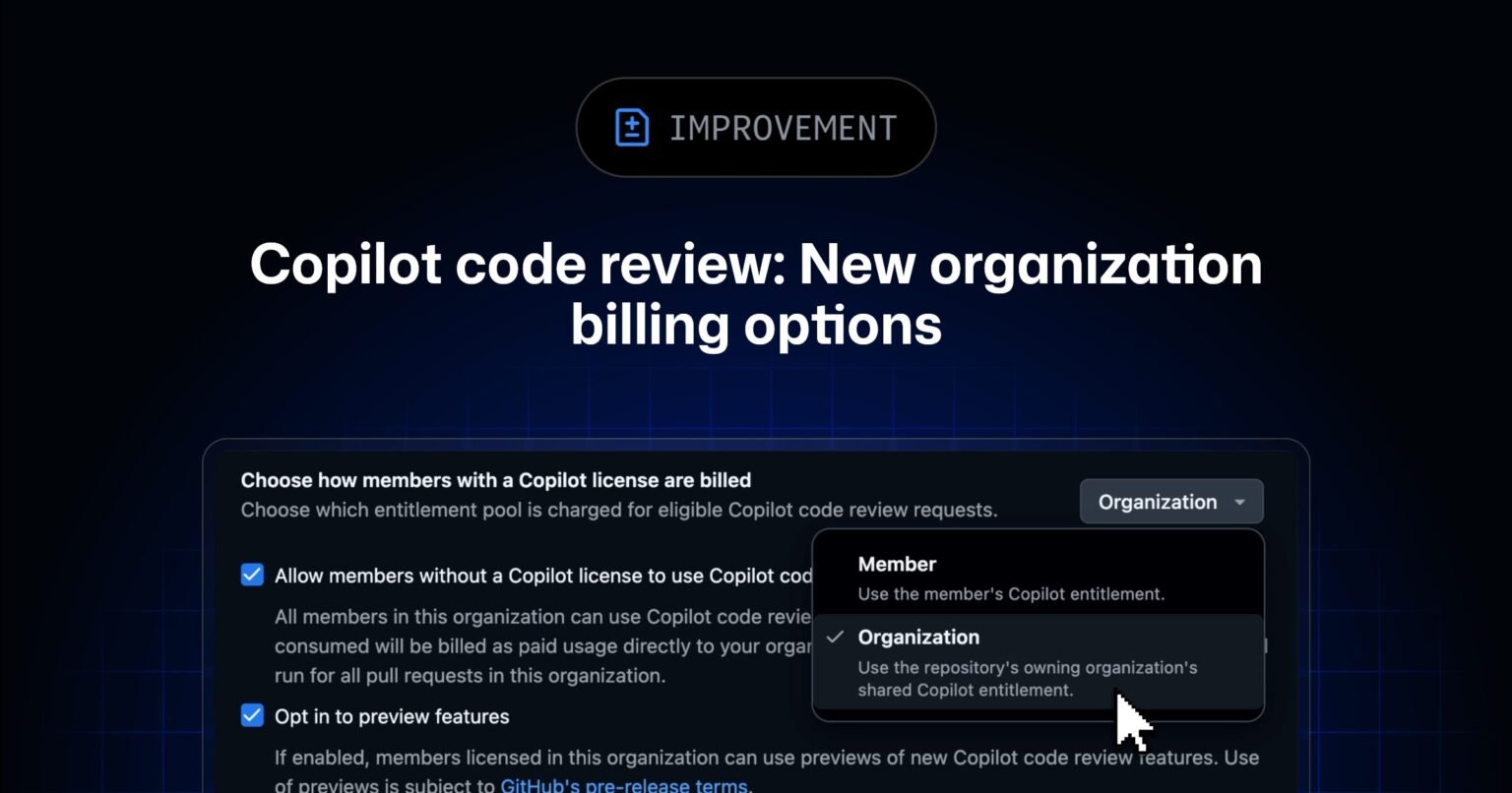 Copilot code review: New organization billing options and controls