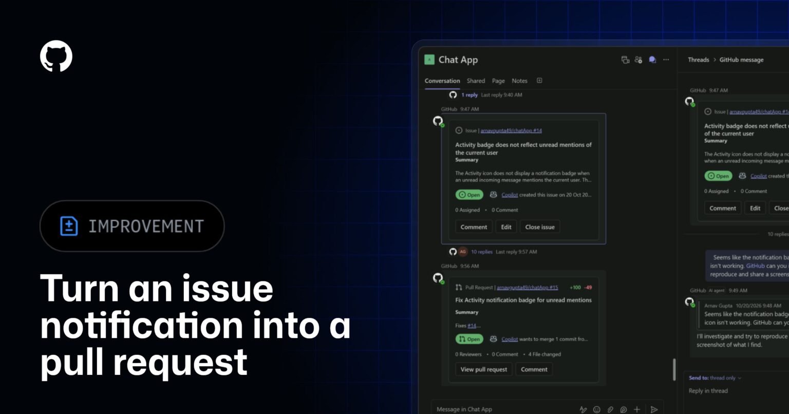 Turn notifications into code with GitHub Copilot in Teams